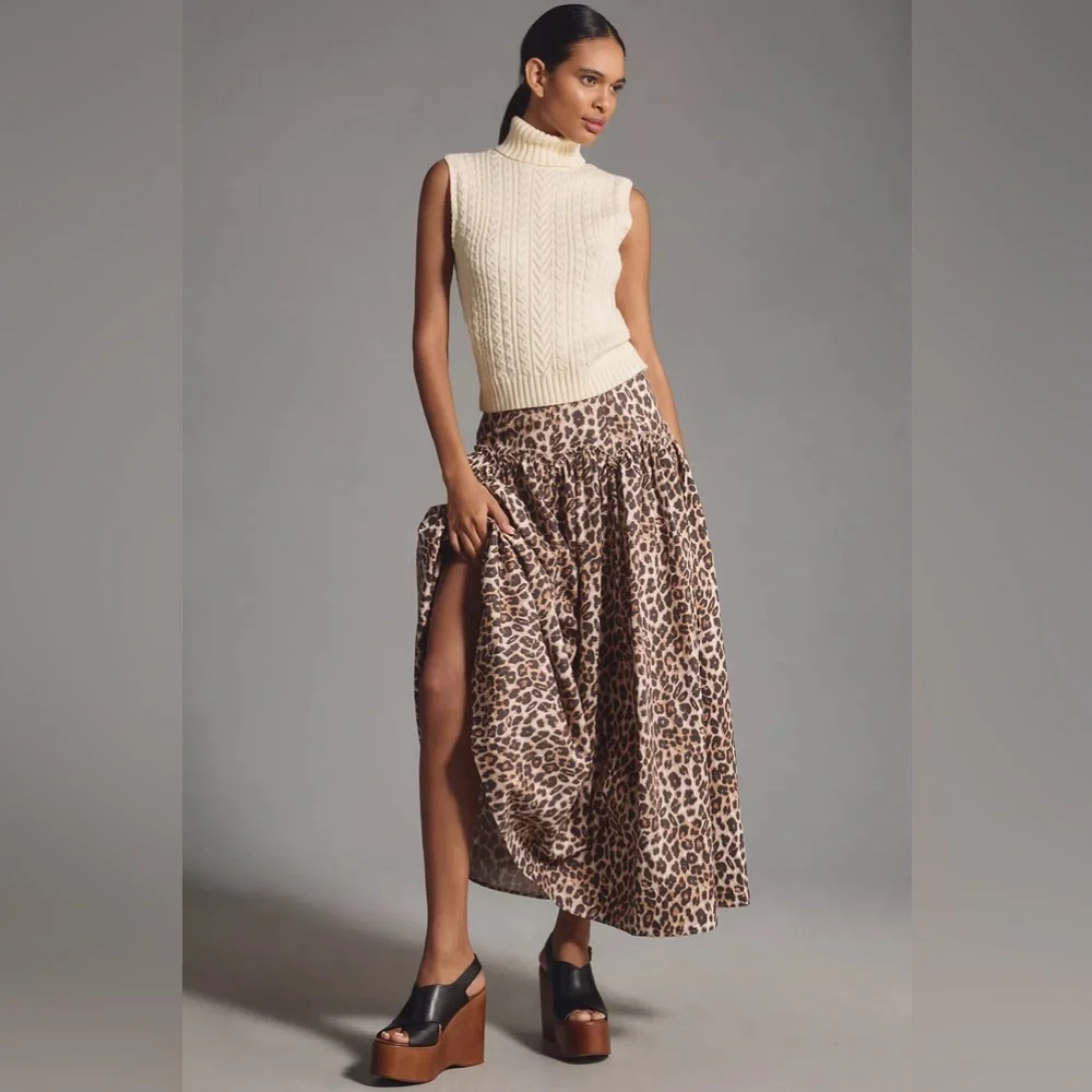 NWT! Anthropologie Mare Mare x Anthropologie Basque-Waist Maxi Skirt 🛼🦉 - Picture 1 of 11